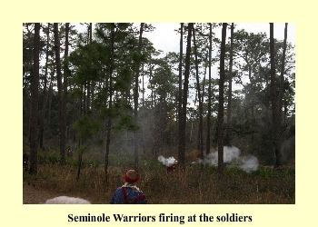 Seminoles Warriors firing at the soldiers