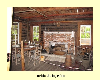 Inside the log cabin