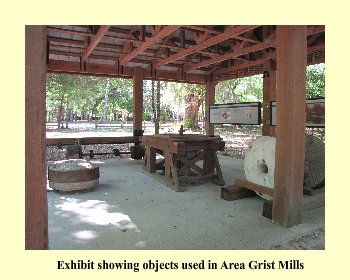 Exhibit showing objects used in Area Grist Mills