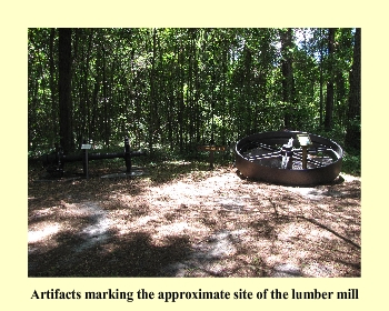 Artifacts marking the approximate site of the lumber mill
